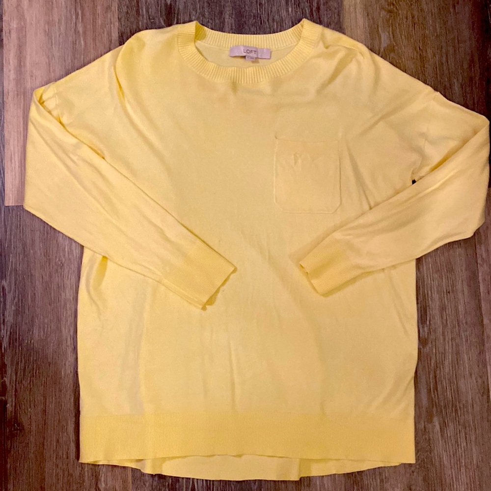 LOFT Pale Yellow Pocket Sweater